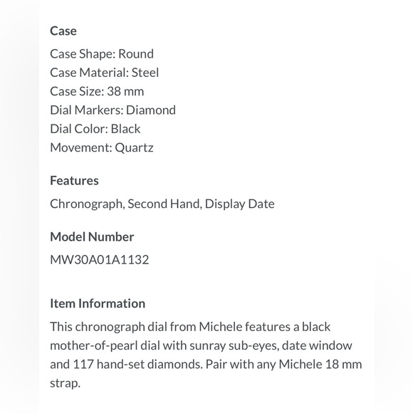 MICHELE Sidney Women's Chronograph Watch - Picture 5 of 5